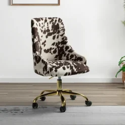Kirkland's Home Brown And White Upholstered Cow Print Office Chair- Office Furniture