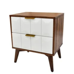 Kirkland's Home Brown And White Wood 2-Drawer Nightstand- Nightstands