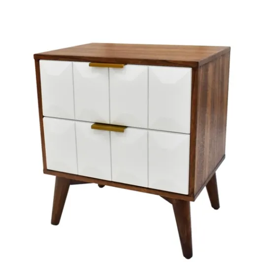 Kirkland's Home Brown And White Wood 2-Drawer Nightstand- Nightstands