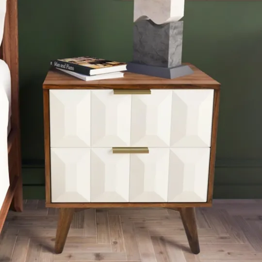 Kirkland's Home Brown And White Wood 2-Drawer Nightstand- Nightstands