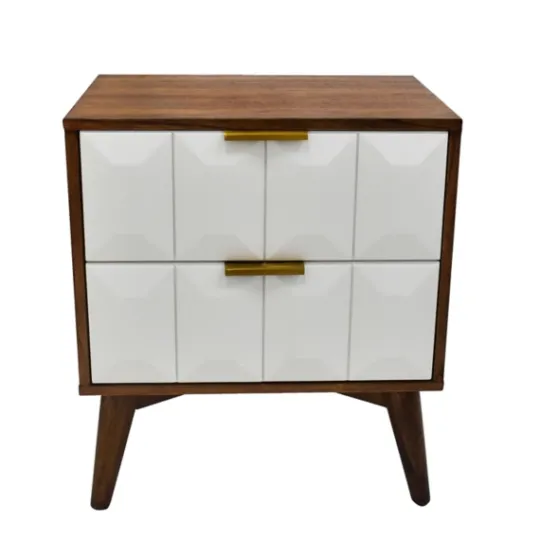 Kirkland's Home Brown And White Wood 2-Drawer Nightstand- Nightstands