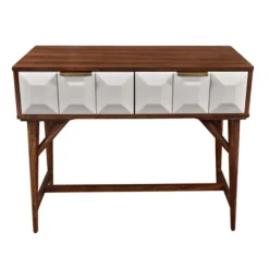 Kirkland's Home Brown And White Wood 2-Drawer Console Table- Console Tables