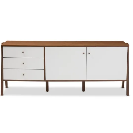 Kirkland's Home Brown And White Wood Mid-Century Modern Sideboard- Cabinets & Sideboards