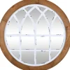 Kirkland's Home Brown And Wooden Round Windowpane Mirror- Decorative Mirrors