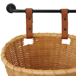 Kirkland's Home Brown Bamboo Basket And Metal Bar Wall Shelf- Shelves
