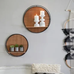 Kirkland's Home Brown Bamboo Modern Wall Shelves, Set Of 2- Shelves