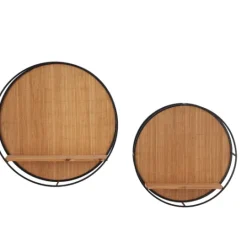 Kirkland's Home Brown Bamboo Modern Wall Shelves, Set Of 2- Shelves