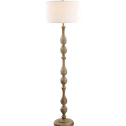 Kirkland's Home Brown Carved Spindle Floor Lamp- Floor Lamps