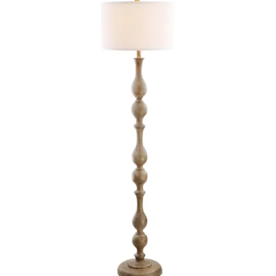 Kirkland's Home Brown Carved Spindle Floor Lamp- Floor Lamps