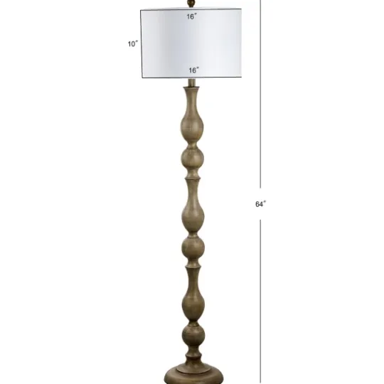 Kirkland's Home Brown Carved Spindle Floor Lamp- Floor Lamps