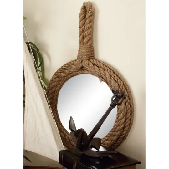Kirkland's Home Brown Cora Jute Wall Mirrors, Set Of 3- Decorative Mirrors