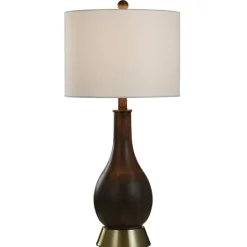 Kirkland's Home Brown Curved Wood Table Lamp- Table Lamps