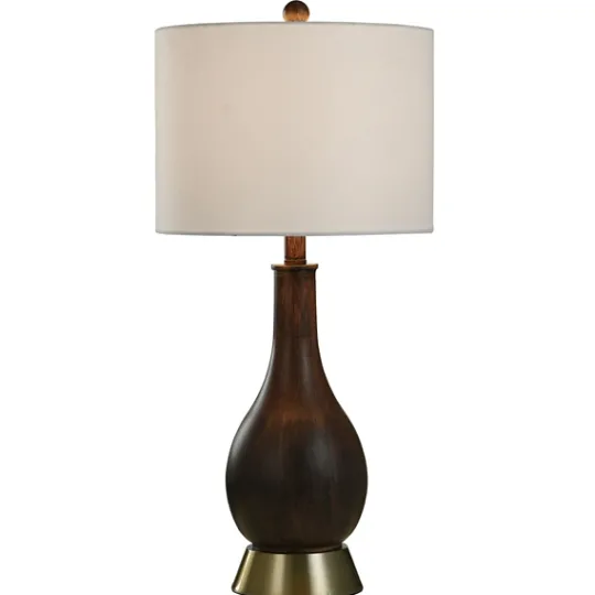Kirkland's Home Brown Curved Wood Table Lamp- Table Lamps