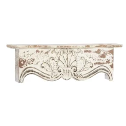 Kirkland's Home Brown Distressed Carved Wood Wall Shelf- Shelves