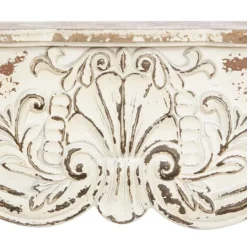 Kirkland's Home Brown Distressed Carved Wood Wall Shelf- Shelves