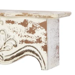 Kirkland's Home Brown Distressed Carved Wood Wall Shelf- Shelves