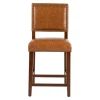 Kirkland's Home Brown Faux Leather Square Classic Counter Stool- Bar Stools & Counter Height Stools