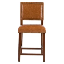 Kirkland's Home Brown Faux Leather Square Classic Counter Stool- Bar Stools & Counter Height Stools