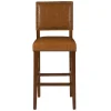 Kirkland's Home Brown Faux Leather Square Classic Bar Stool- Bar Stools & Counter Height Stools