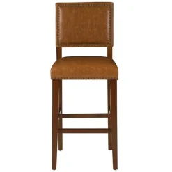 Kirkland's Home Brown Faux Leather Square Classic Bar Stool- Bar Stools & Counter Height Stools