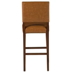 Kirkland's Home Brown Faux Leather Square Classic Bar Stool- Bar Stools & Counter Height Stools