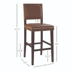 Kirkland's Home Brown Faux Leather Square Classic Bar Stool- Bar Stools & Counter Height Stools