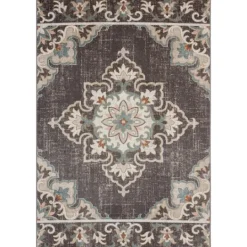 Kirkland's Home Brown Floral Medallion Outdoor Area Rug, 5X7- Outdoor Rugs