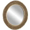 Kirkland's Home Brown Fringe Jute Round Wall Mirror- Decorative Mirrors