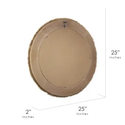 Kirkland's Home Brown Fringe Jute Round Wall Mirror- Decorative Mirrors