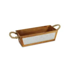 Kirkland's Home Brown Galvanized Tapered Box With Rope Handles- Baskets & Boxes