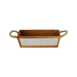 Kirkland's Home Brown Galvanized Tapered Box With Rope Handles- Baskets & Boxes