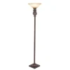 Kirkland's Home Brown Metal Carved Base Uplight Floor Lamp- Floor Lamps