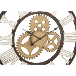 Kirkland's Home Brown Metal Open Face Gold Gears Wall Clock- Clocks