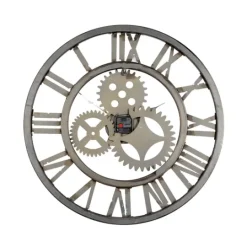 Kirkland's Home Brown Metal Open Face Gold Gears Wall Clock- Clocks