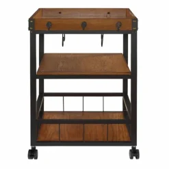 Kirkland's Home Brown Norcross Industrial Rolling Bar Cart- Kitchen Islands & Bar Carts