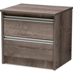 Kirkland's Home Brown Oak Wood Finish 2-Drawer Nightstand- Nightstands