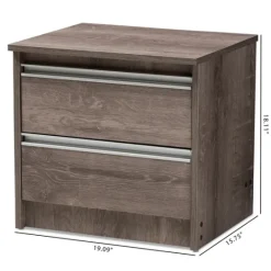 Kirkland's Home Brown Oak Wood Finish 2-Drawer Nightstand- Nightstands