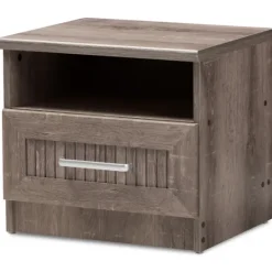 Kirkland's Home Brown Oak Wood Finish Open Shelf Nightstand- Nightstands