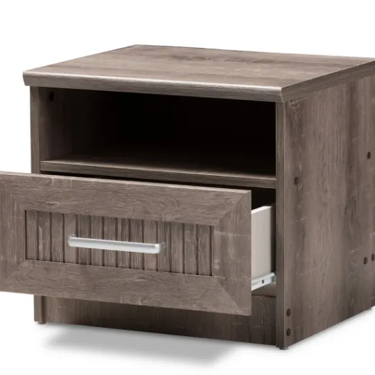 Kirkland's Home Brown Oak Wood Finish Open Shelf Nightstand- Nightstands