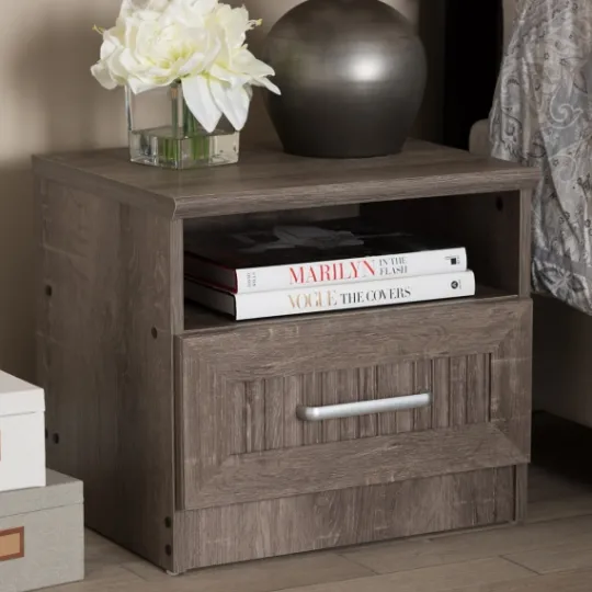 Kirkland's Home Brown Oak Wood Finish Open Shelf Nightstand- Nightstands