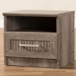 Kirkland's Home Brown Oak Wood Finish Open Shelf Nightstand- Nightstands