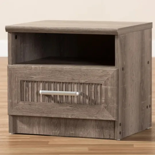 Kirkland's Home Brown Oak Wood Finish Open Shelf Nightstand- Nightstands