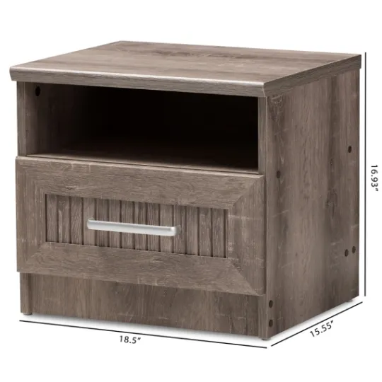 Kirkland's Home Brown Oak Wood Finish Open Shelf Nightstand- Nightstands