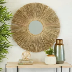 Kirkland's Home Brown Reed And Wood Wall Mirror- Decorative Mirrors