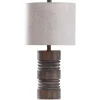 Kirkland's Home Brown Ribbed Wood Finish Table Lamp- Table Lamps