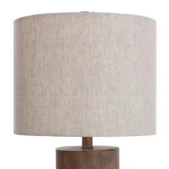 Kirkland's Home Brown Ribbed Wood Finish Table Lamp- Table Lamps