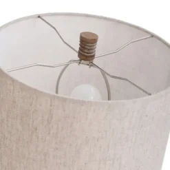 Kirkland's Home Brown Ribbed Wood Finish Table Lamp- Table Lamps