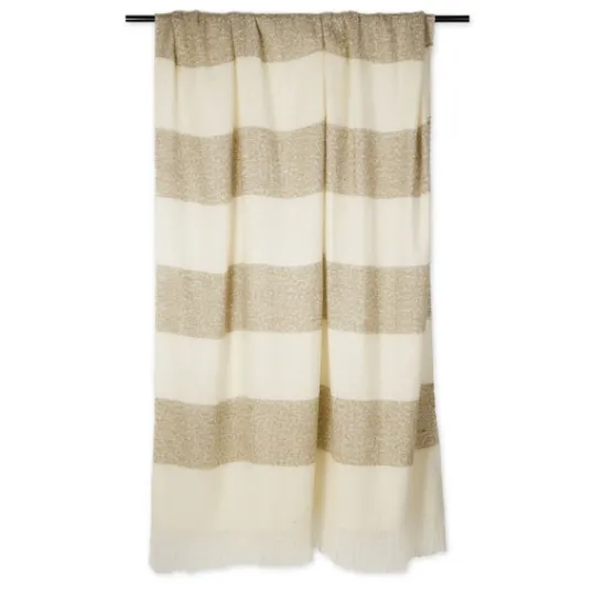 Kirkland's Home Brown Rugby Stripe Fringe Throw- Blankets & Throws