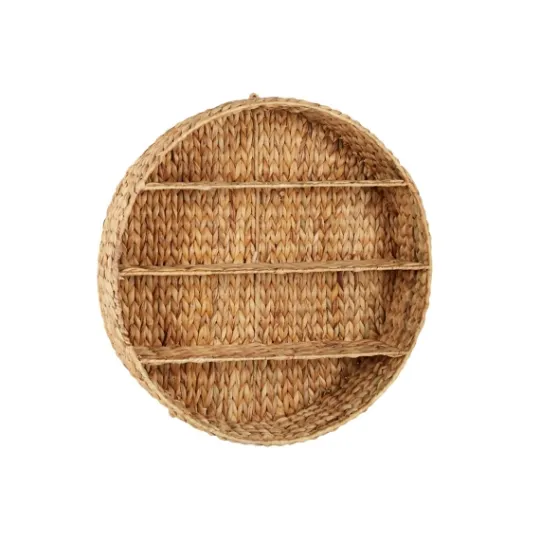 Kirkland's Home Brown Sea Grass Woven Round Wall Shelf- Shelves