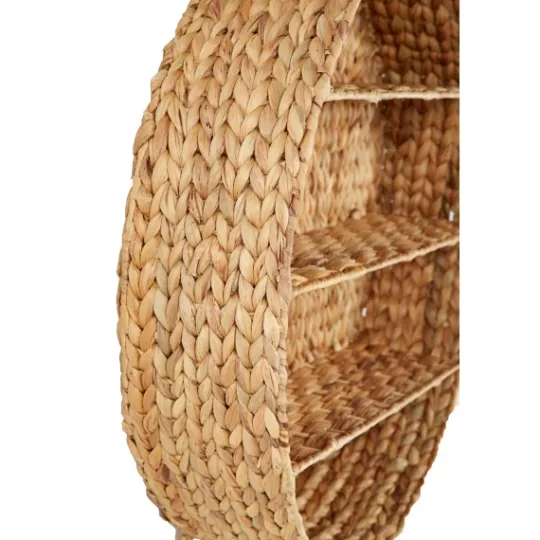 Kirkland's Home Brown Sea Grass Woven Round Wall Shelf- Shelves